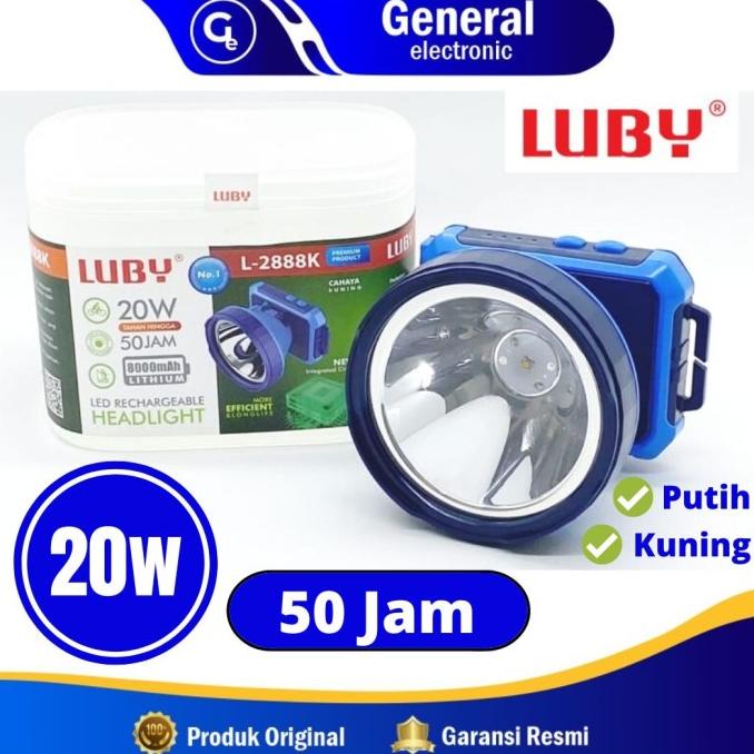 Senter Kepala LUBY L2888 / Lampu Kepala 20 Watt / Head Lamp LUBY 2888