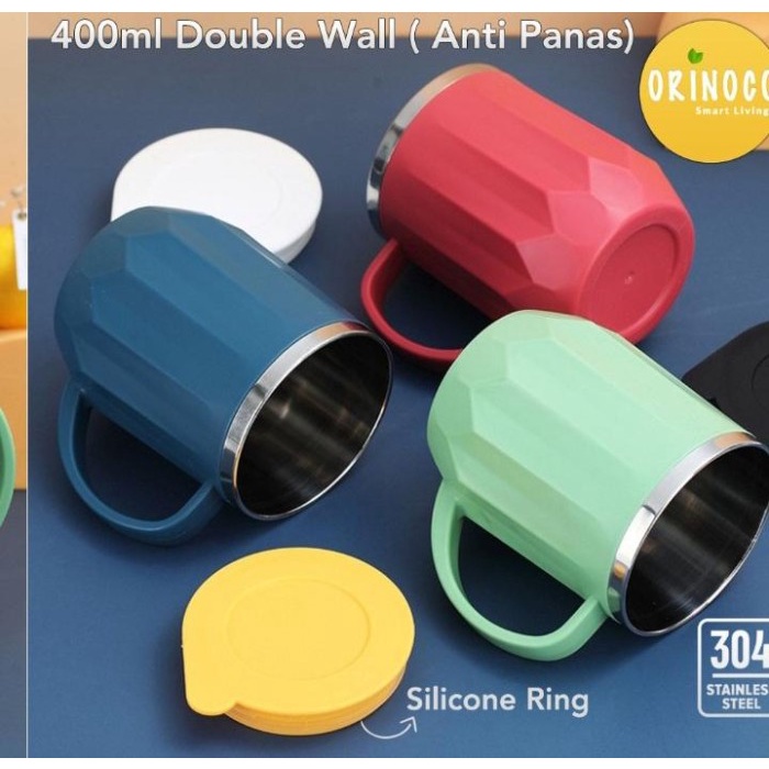 ORINOCO GELAS MUG STAINLESS STEEL ORINOCO VACUUM FLASK 400ML OR-3021