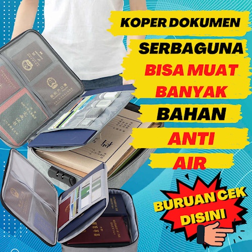 Promo Koper Tas Dokumen Anti Air Document Bag Waterproof Aman Password Ready