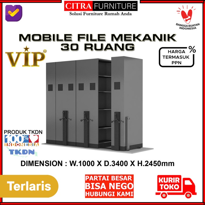 Promo Vip Mobile File Mekanik Sistem Roll O Pack 30 Compartment Arsip