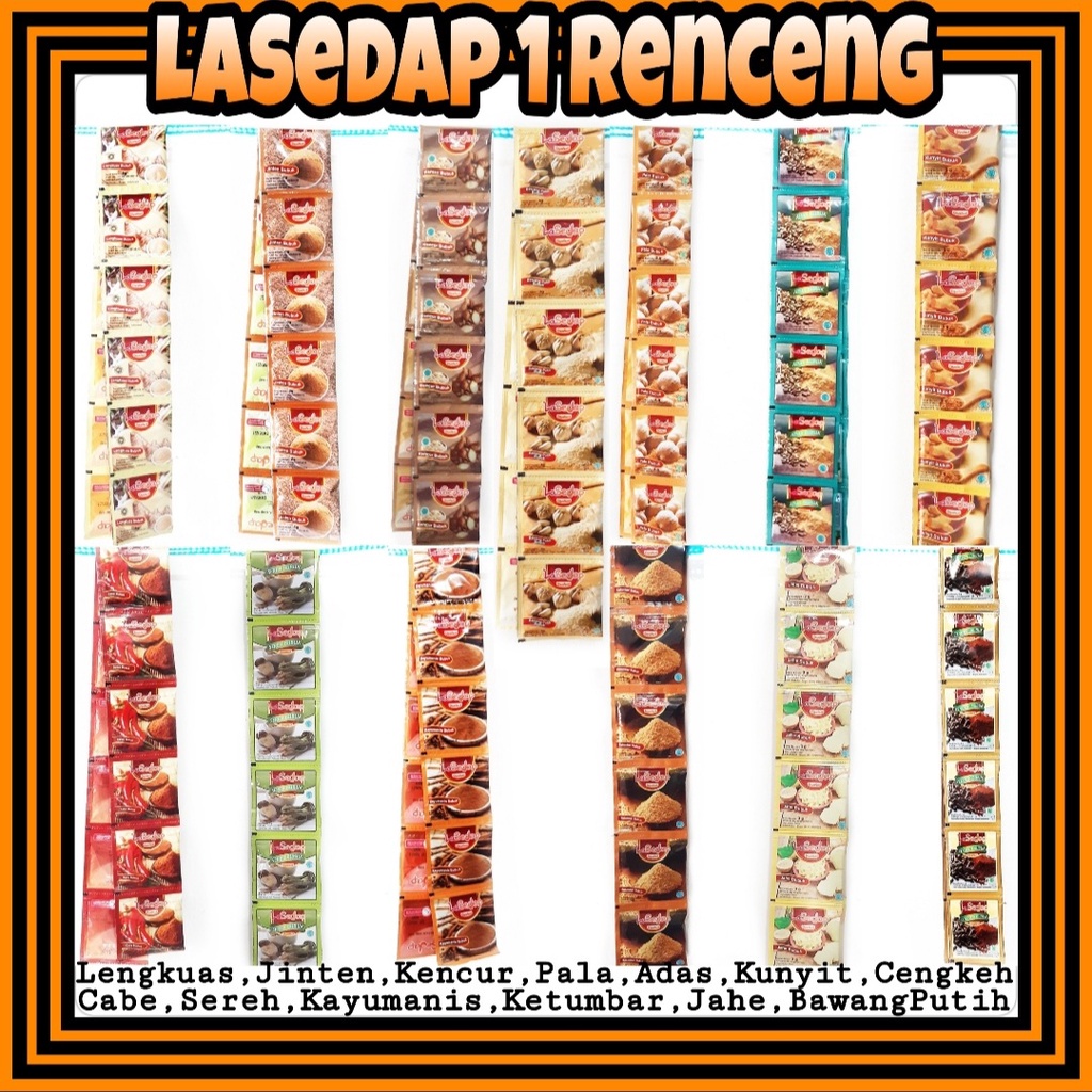 

1 Dus Isi 576 Pcs Bumbu Rempah Dapur Lasedap Bubuk Kencur Lengkuas Bawang Putih Pala Jahe Jinten
