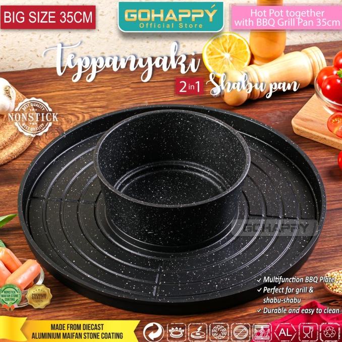 TEPANNYAKI PAN 2 IN 1 Panci kuah shabu shabu and grill Go happy GHK40