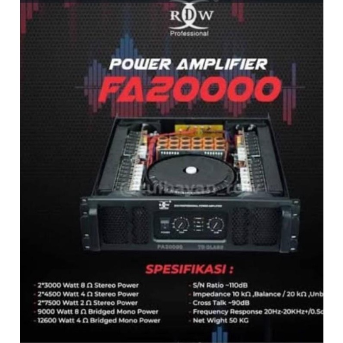POWER AMPLIFIER RDW PROFESIONAL FA20000 FA 20000 ORIGINAL