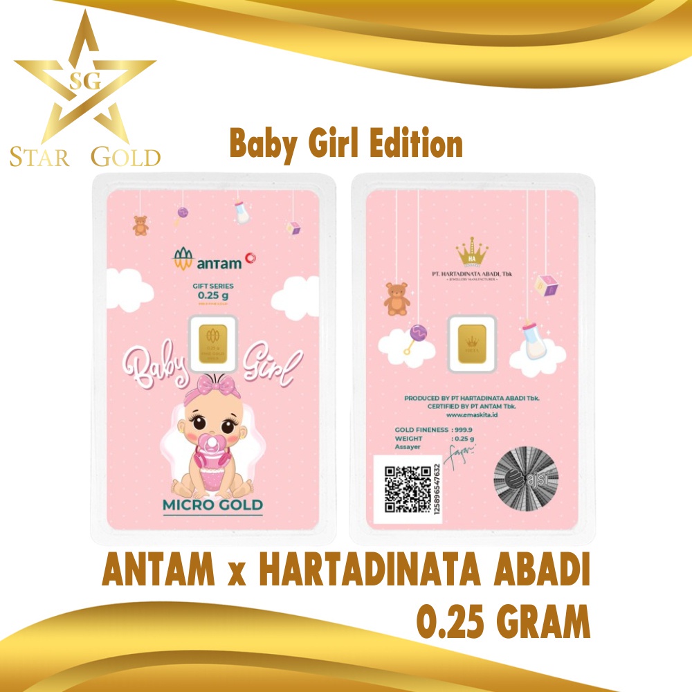 LITTLE KIDS PREMIUM Star Gold Logam Mulia Micro Gold Antam Hartadinata 0.25 Gram Baby Girl Series