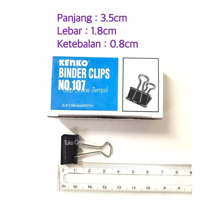 

ATK810KN isi 12 buah no.107 KENKO Binder Clip 107 Klip Penjepit Kertas