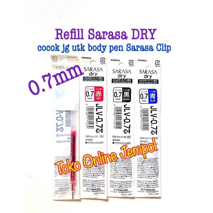 

refill isi ulang SARASA DRY PEN JLV 0.7mm zebra pena RJLV7 ATK1421SR