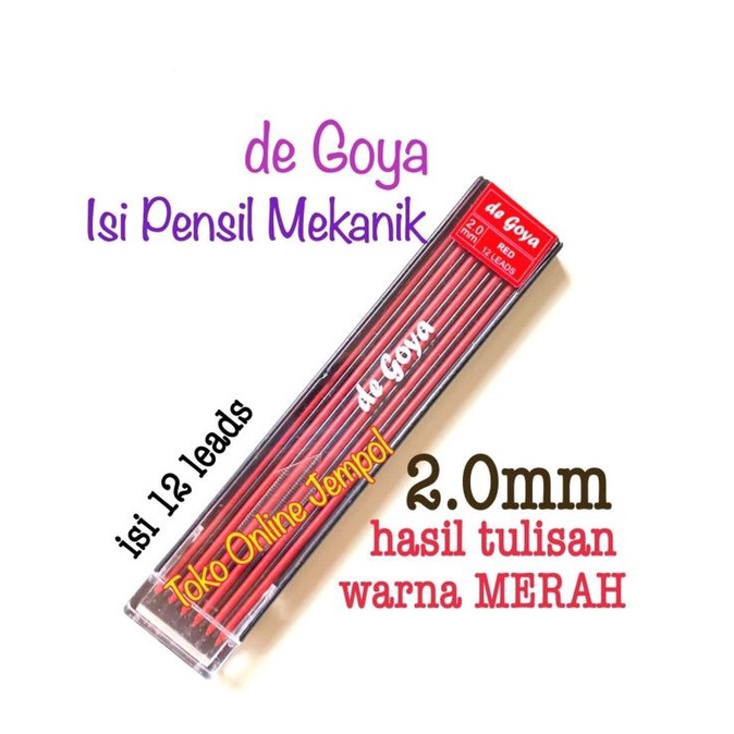 

MERAH 2.0mm Isi Pensil Mekanik DeGoya 6900804 pencil ATK1323DG