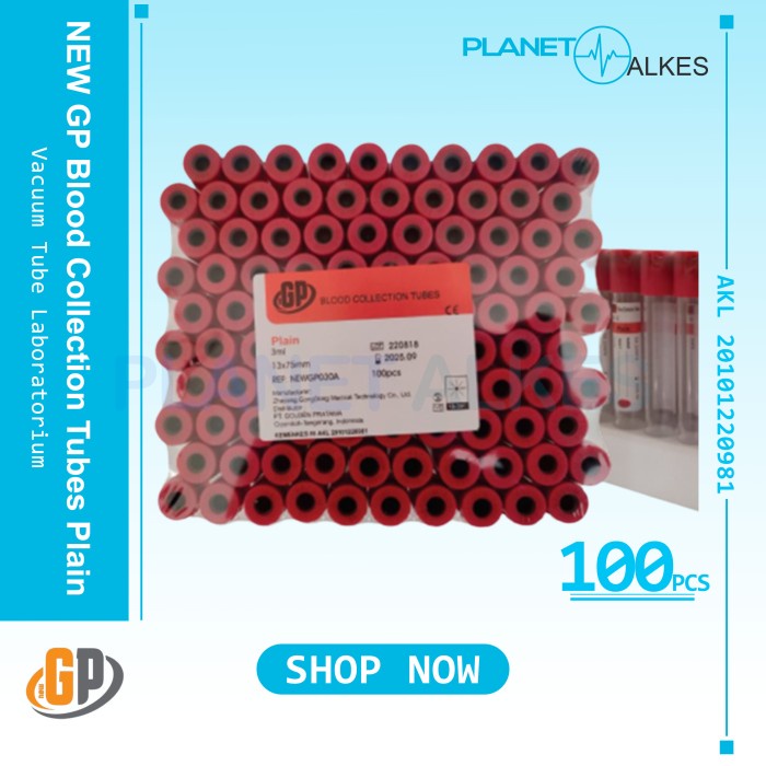 Ready Tabung Plain 10ml 5ml 3ml GP Vacutainer Vacuum Tube Laboratorium
