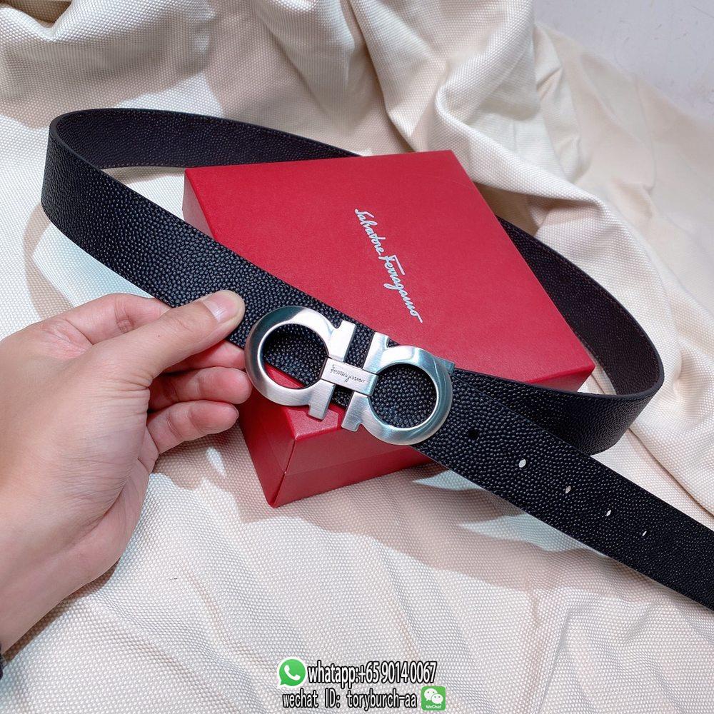 Ferragamo men's insert buckle belt embossed reversible leather belt ratchet slide waist belt 3.5cm