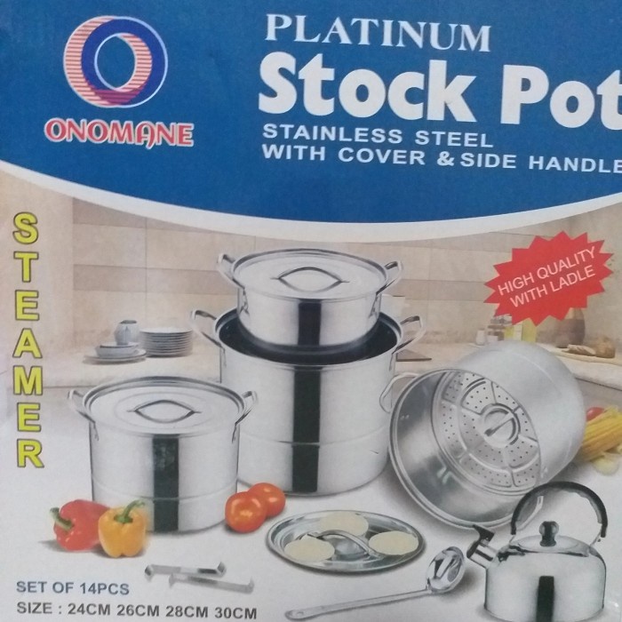 [Ori] Panci Kukus / Dandang Stock Pot Stainless Onokabe  Steamer Isi 5 Set Diskon