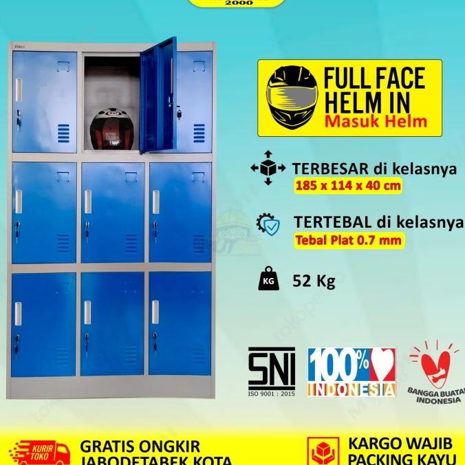 

Loker Locker Besi 9 Pintu Jumbo Full Plat Masuk Helm Lj09P Pengiriman Cepat