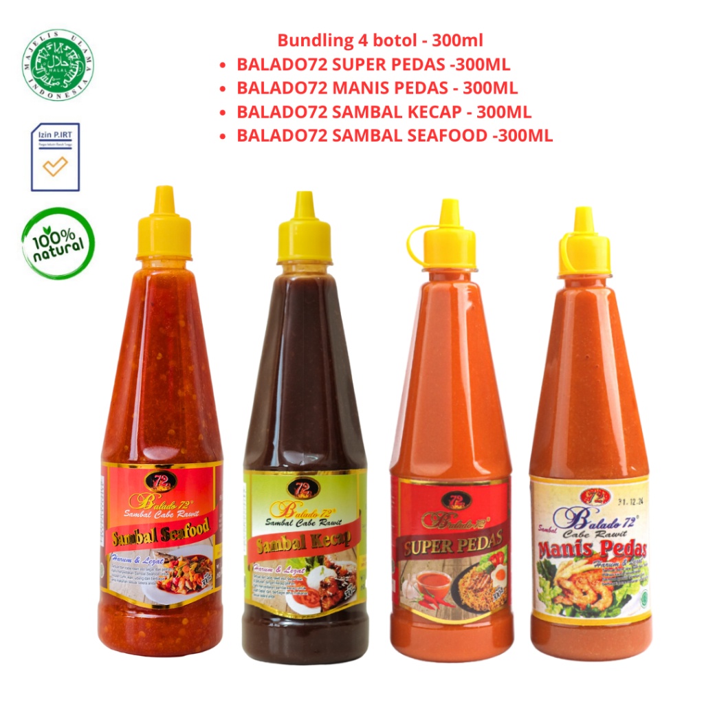 

Balado72 Sambal Cabe Rawit Pedas 4 Botol Ukuran 300Ml
