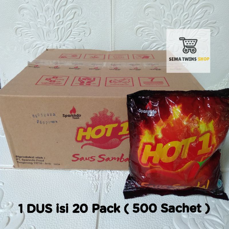 

1 Dus - Hot 1 Saus Sambal Sachet / Saos Hot1 20 Pak X 24 Sachet X 9Gr