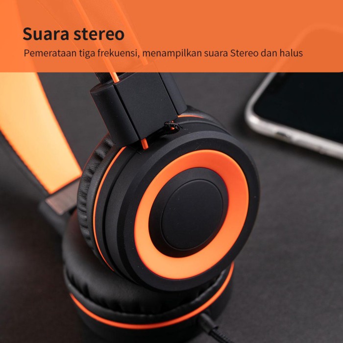 Terbaru Miniso Headset Headphone Gaming Foldable Head Phone Dengan Mikrofon