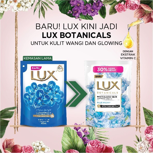 Terbaru Lux Botanicals Sabun Mandi Cair Blue Peony - 400Ml - Isi 3