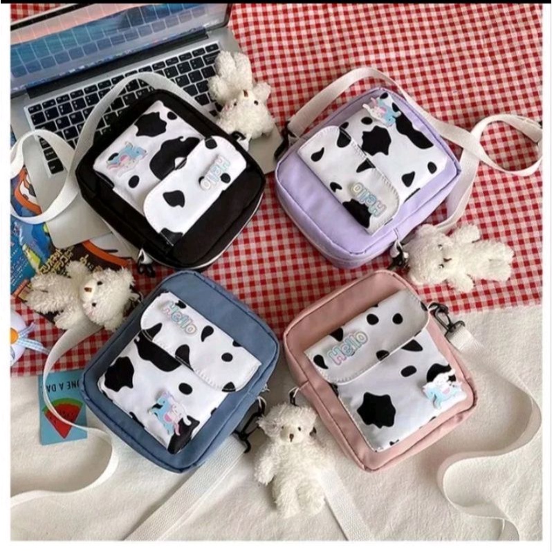 tas slempang slingbag mini wanita motif sapi