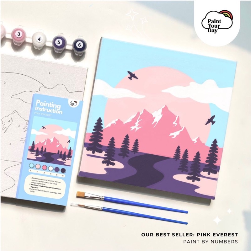

Paint By Number Pink Everest Paintyouy Painting Kit 20X20 Kanvas 6 Cat Akrilik
