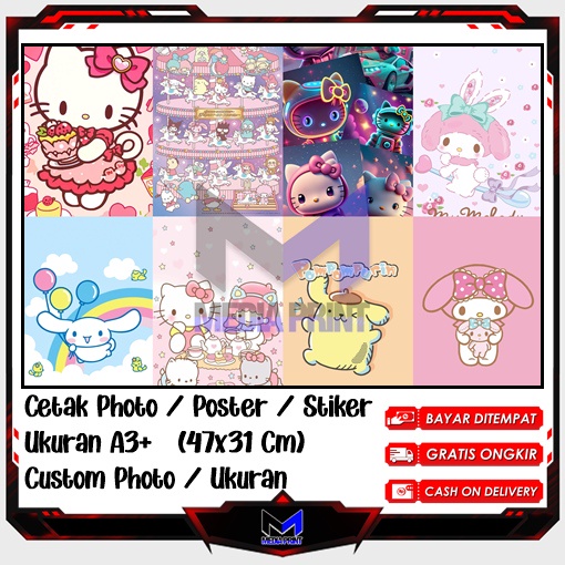 

Cetak Photo Poster Stiker Hello Kitu My Melody Kuromi Kucing lucu Helo Kity Hiasan dinding kartun anime Artpaper anak belajar Custom Ukuran A3+ A4 A5 A6 Edisi-42