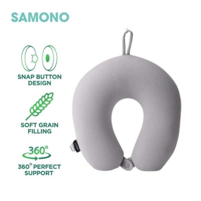 Samono Bantal Leher Travel Anti Pegal Lembut Dewasa Multifungsi
