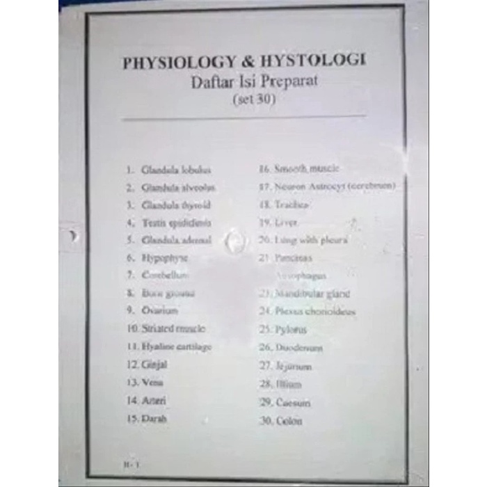 [COD] Preparat Histologi Dan Physiology 30 Macam Terbatas