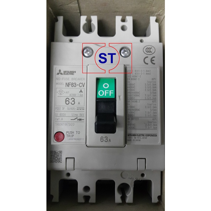 [New] Mccb Nfb Mitsubishi Nf63Cv / Nf63Cw 3 Phase 63 Amper Diskon