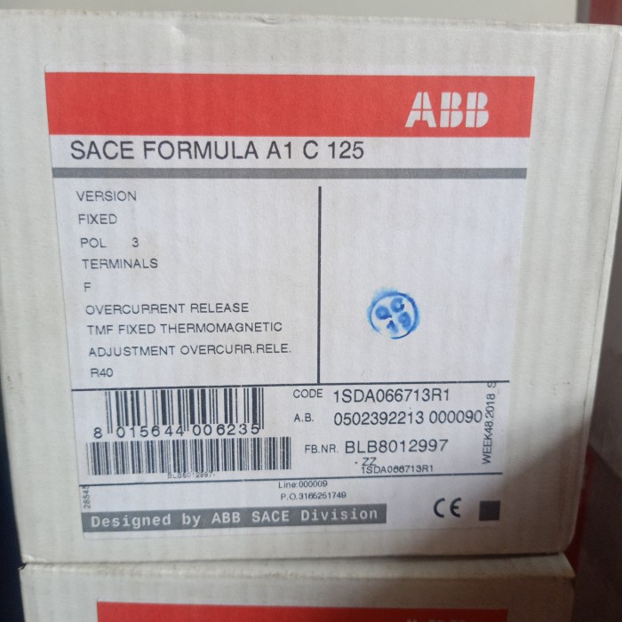 [New] Sace Formula A1 C125 Abb 3P 40A Terbatas