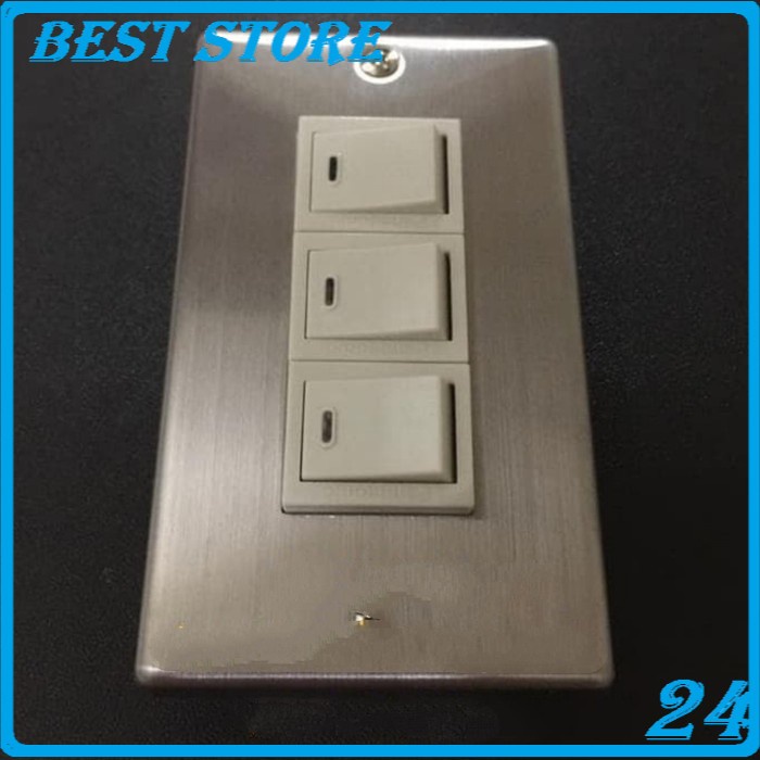 [New] Saklar Triple Panasonic Stainless Set Outbow Besi Limited