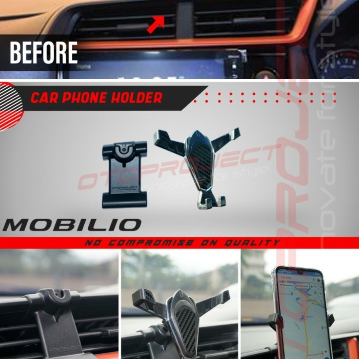 [Original] Car Phone Holder Carbon - Holder Hp Mobil Otoproject Honda Mobilio Berkualitas