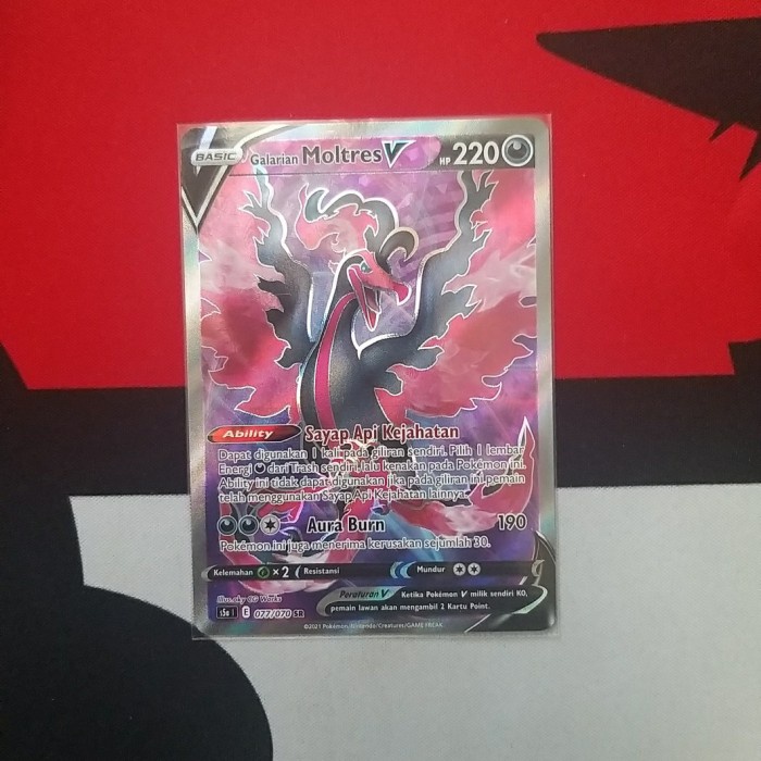 ✅COD Kartu Pokemon Tcg Indonesia Moltres V Sr Dua Pilar Bertarung Mint Berkualitas
