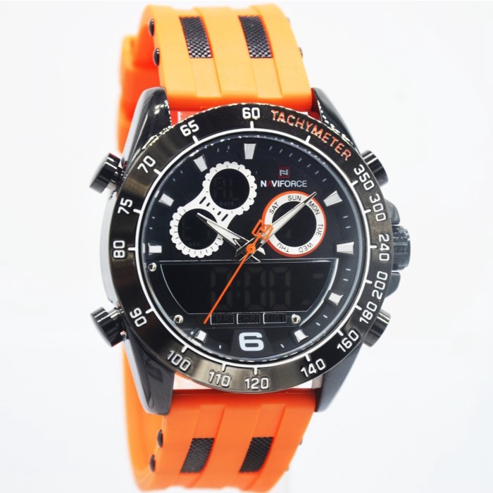 ✅New Ori Naviforce Nf9188Mb - Jam Tangan Pria Rubber Original - Black Orange Terbaru
