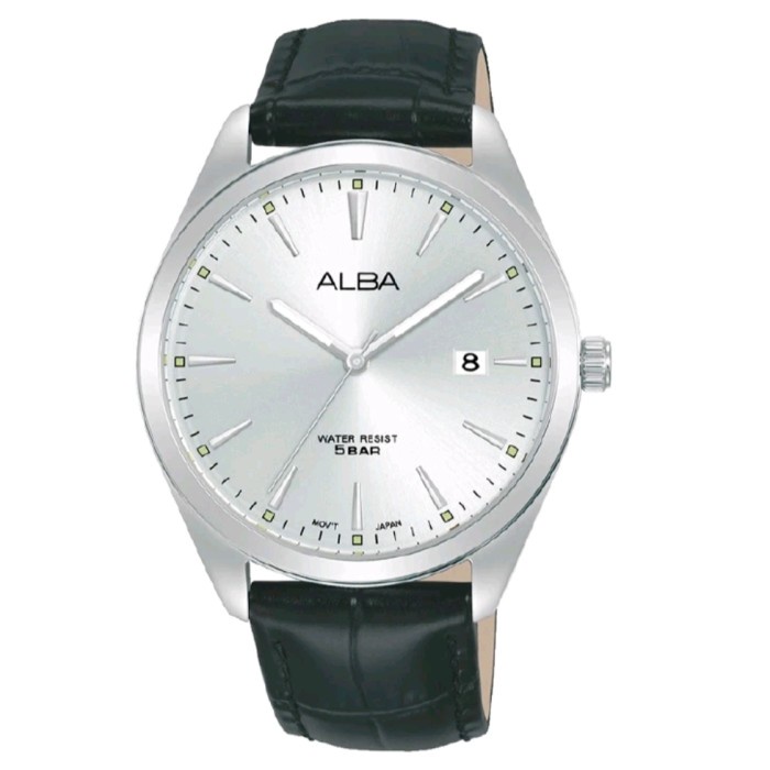 ✅New Ori Alba Pria As9R03X1 As9R03 Quartz Silver Dial Black Leather Strap Diskon