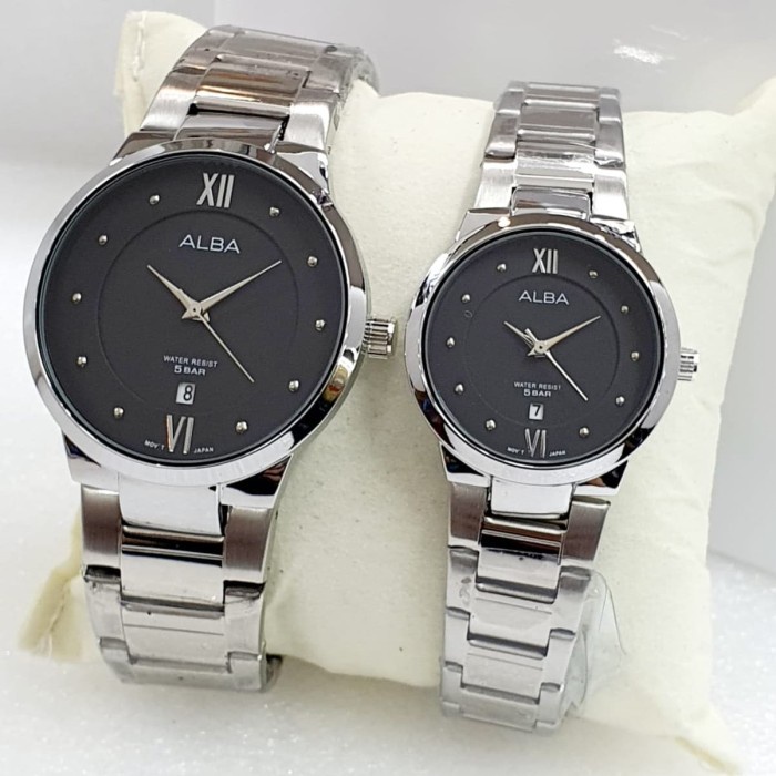 ✅New Ori Jam Tangan Alba Couple Rantai Silver Black Tgl Aktif Limited