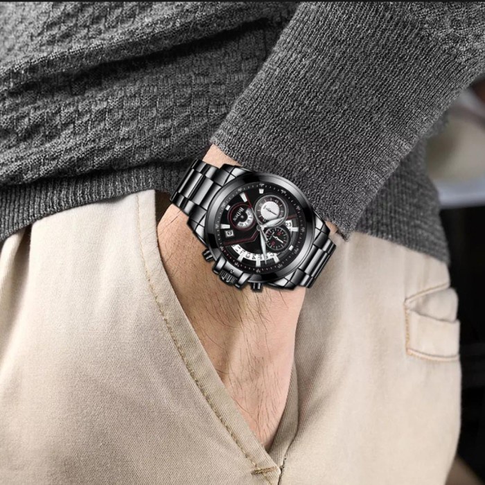 ✅New Ori Jam Tangan Pria Keren New Biden Original Fullblack Crono Tanggal Aktif Limited