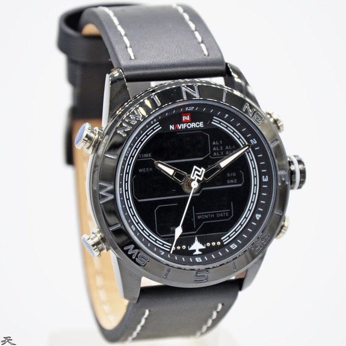 ✅New Ori Naviforce Nf9144Mb Dual Time Jam Tangan Pria Original Full Hitam Limited