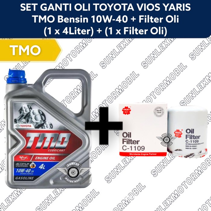 ✨Baru Paket Ganti Oli 4 Liter Vios Yaris Tmo 10W40  Filter Oli C-110 Diskon