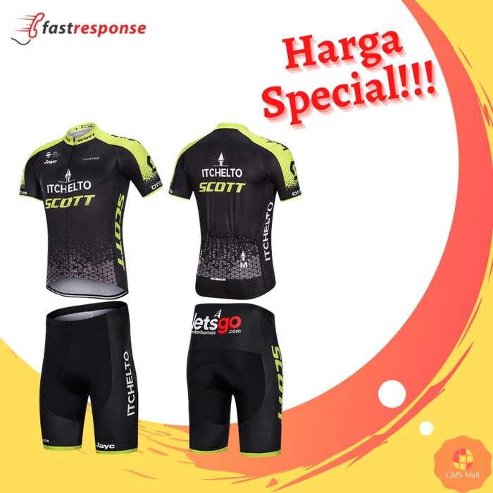 [COD] Jersey Sepeda Roadbike Mtb Baju Dan Celana Gel Coolmax Scott Size Xxl Diskon