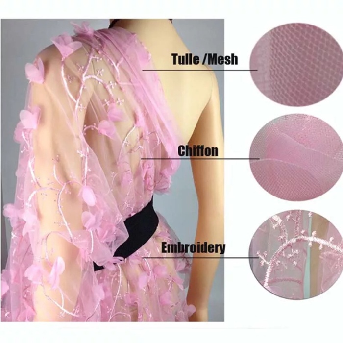 [COD] Bahan Kain Chiffon Tile Tulle Motif Hitam Terbatas