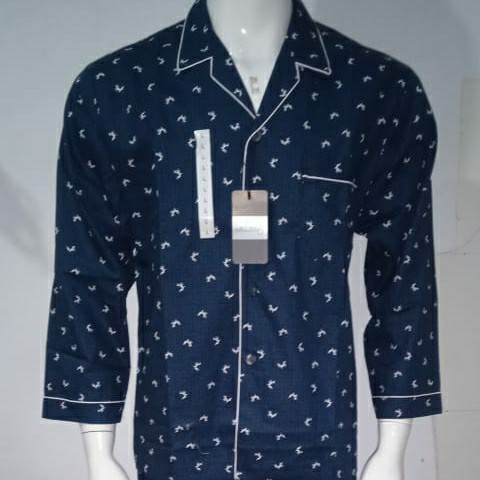 [COD] Piyama Katun La Mirage Lengan Panjang Coklat Biru Pria Diskon