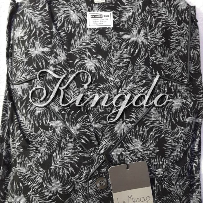[COD] Piyama Lengan Pendek Pria La Mirage Kerah Motif Daun Kelapa Berkualitas