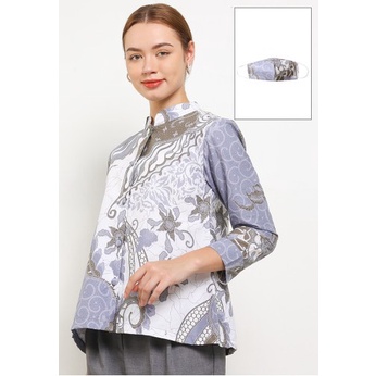 [COD] Baju Blouse Wanita Le Viel Batik Nilasari Blouse Batik Katun Trikot L Limited