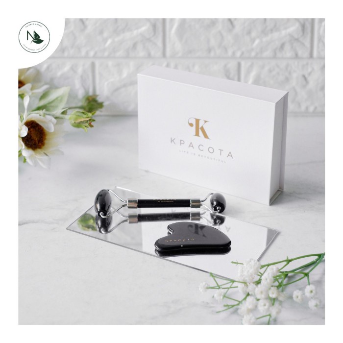 [New Ori] Kpacota Face Roller And Gua Sha - Black Berkualitas