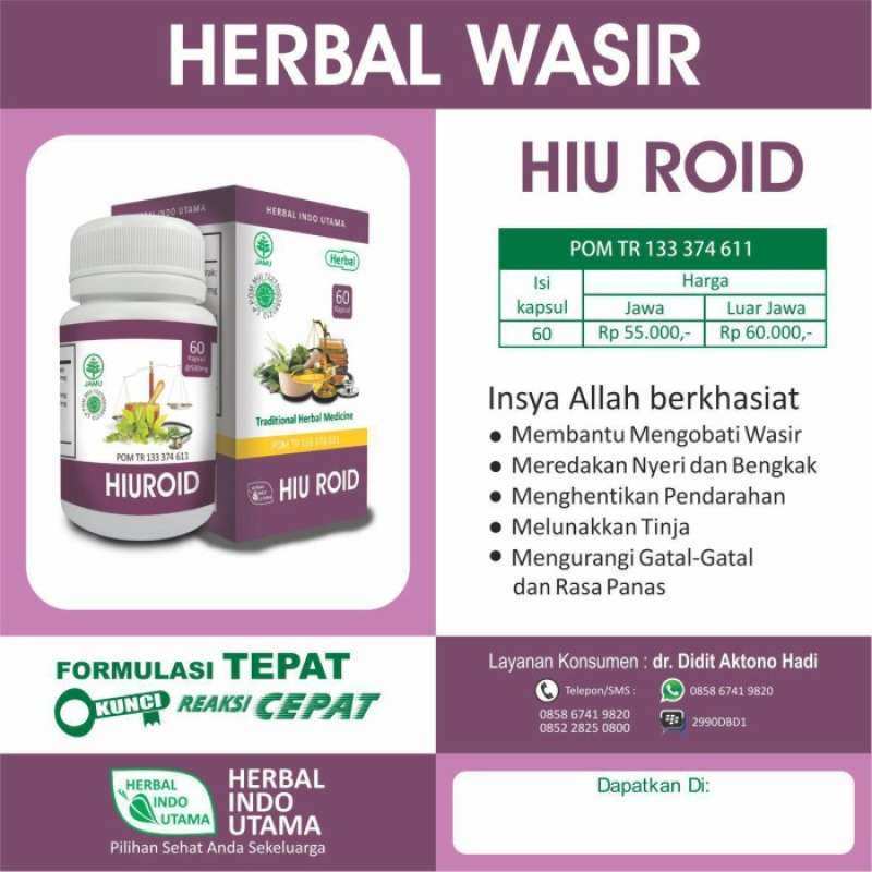 Obat Ambeien Wasir Manjur Hiuroid Herbal Indo Utama HIU