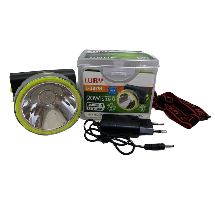 Senter Kepala Luby Led 20 Watt L-2879L Cahaya Putih Headlamp Charger