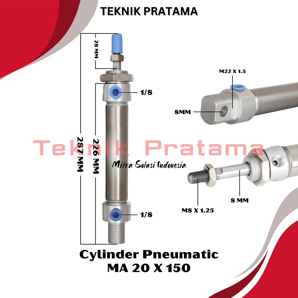 MA 20x150 CYLINDER PNEUMATIC STAINLESS MA 20 X 150