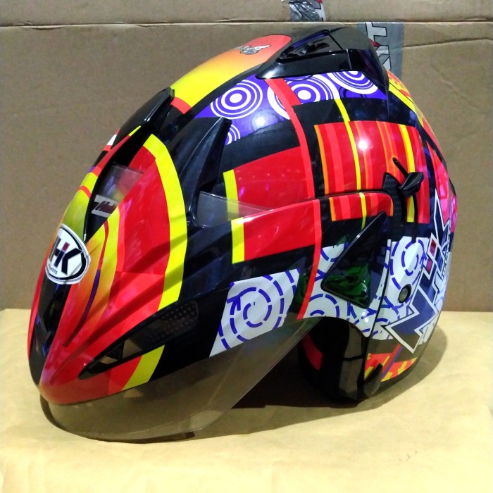 ✅Sale Helm Nhk Predator Motif Se Rossi Black Helm Half Face Douple Visor Diskon