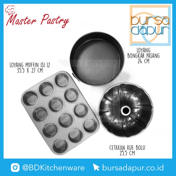 

✅Original Value Set 3 Pcs Bundt Cake Form / Muffin Pan 12 Cup / Spring Form 24Cm Terbatas