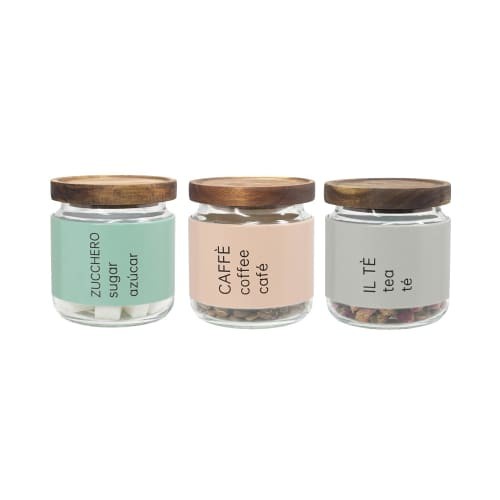 ✅Ready Set Toples Kaca 3Pcs Wadah Teh/Kopi/Gula Tempat Bumbu Dapur 450Ml Limited