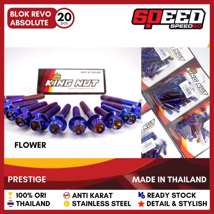 ✅Termurah Set Baut Blok Kalter Mesin Honda Revo Absolute Revo Abs Blue Probolt Terbatas