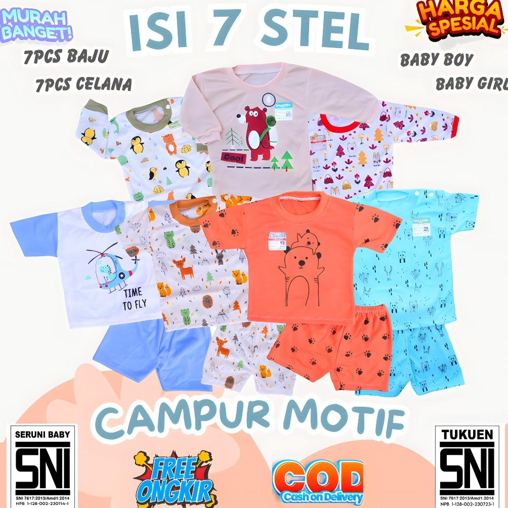 Best Seller PAKET USAHA DAPAT 7 BAJU 7 CELANA PAKET SETELAN BAJU BAYI 0-12 BULAN laris