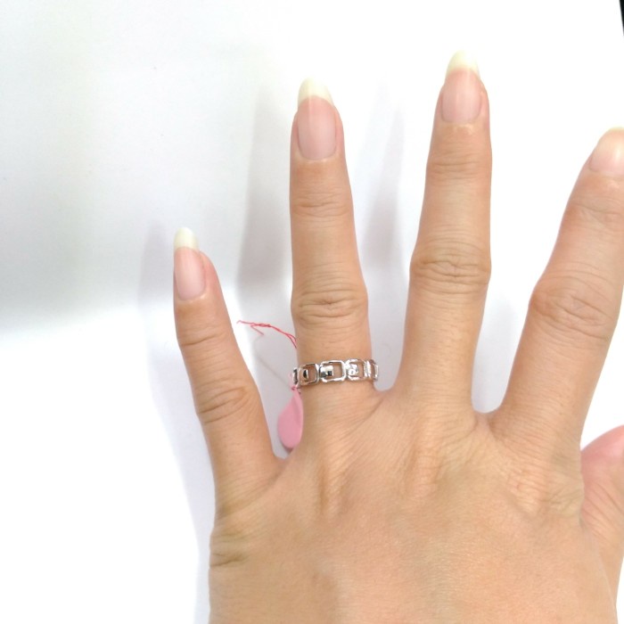 ✨Termurah Cincin Emas Putih Kadar 375 Model Kotak Polos Ring 13 Berkualitas